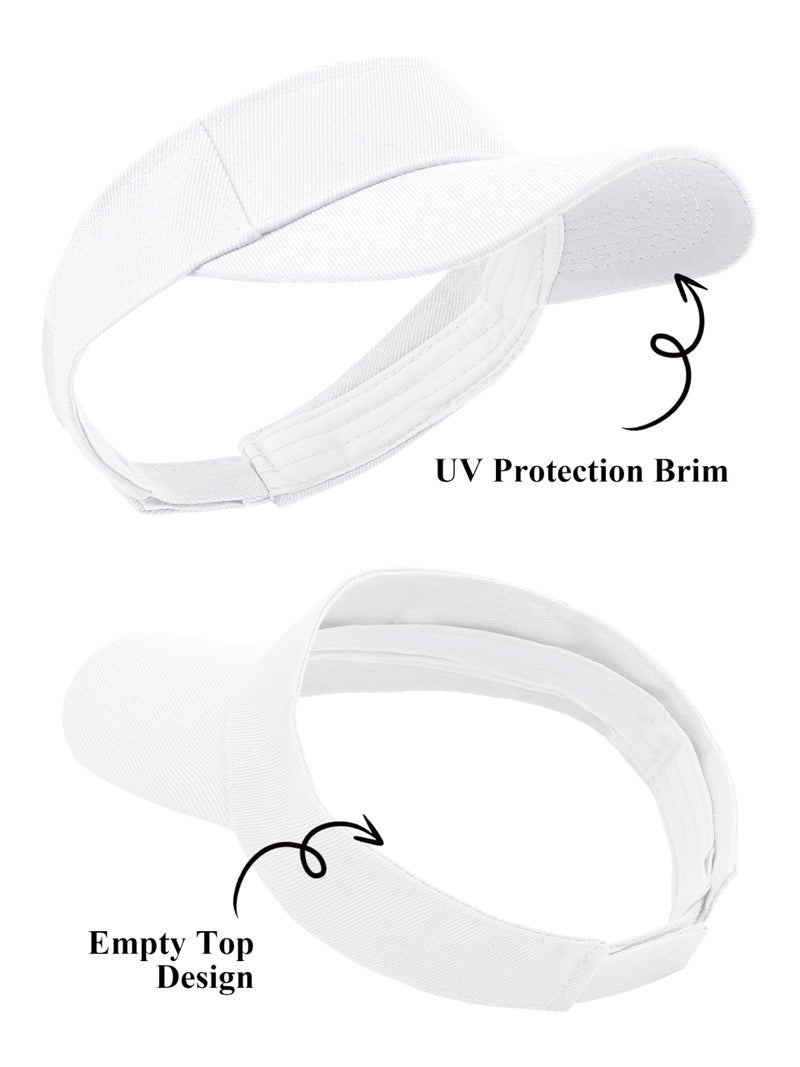 Cooraby 4 Pack Sports Visor Hats Adjustable Cap One Size Outdoor Sun Sports Visor for Women and Men (White, 4) - Image 4